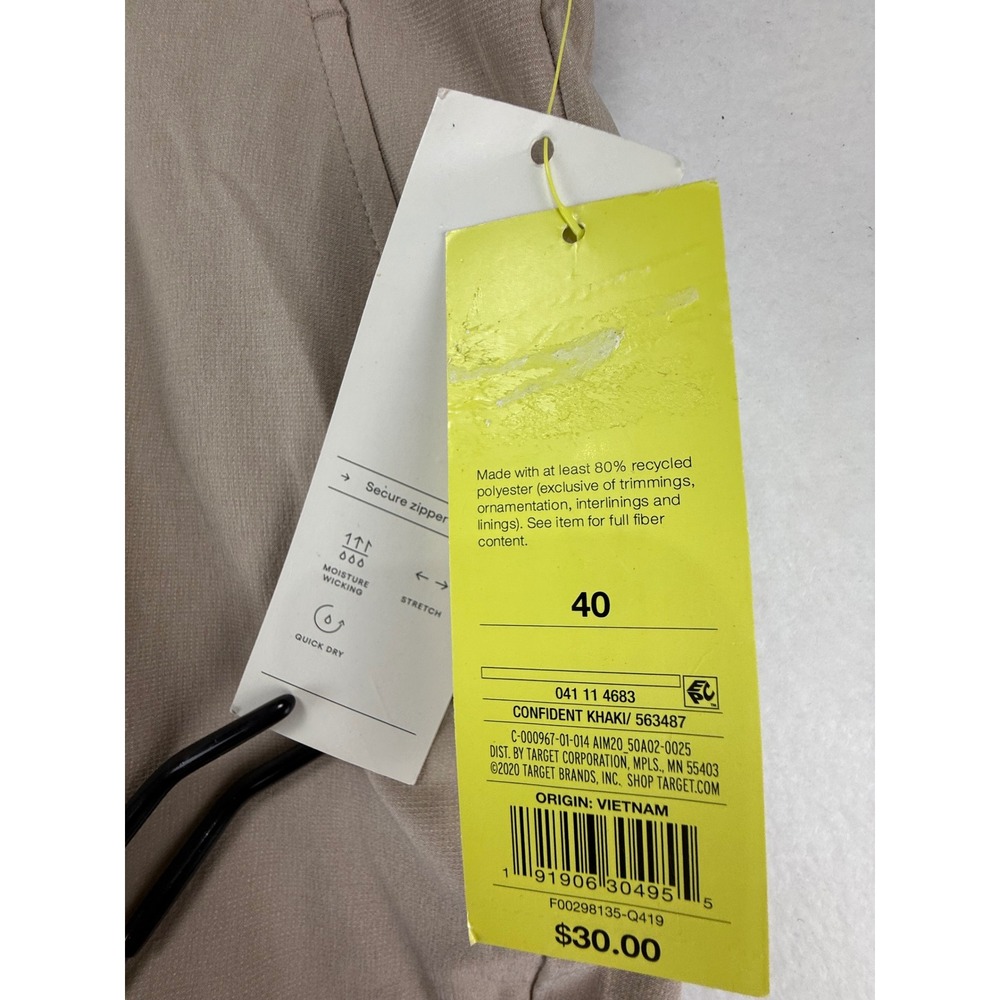 All in Motion Golf Shorts Mens 40 Khaki Tan Stretch Moisture Wicking NWT Flaw‎ - Picture 2 of 8